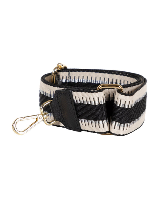 Adjustable Shoulder Bag Strap with Black Chevron Design