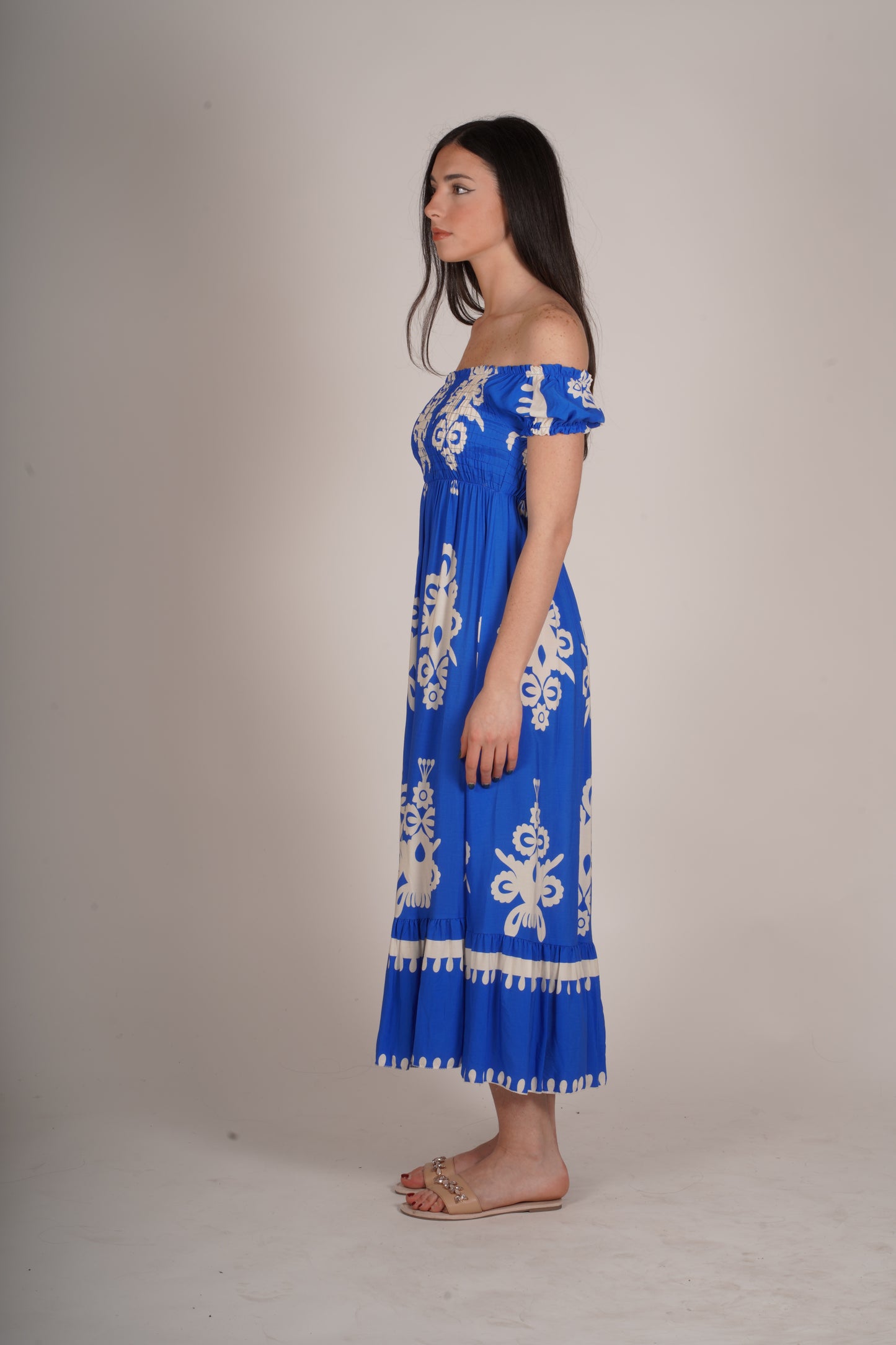 Peacock Off-Shoulder Dress