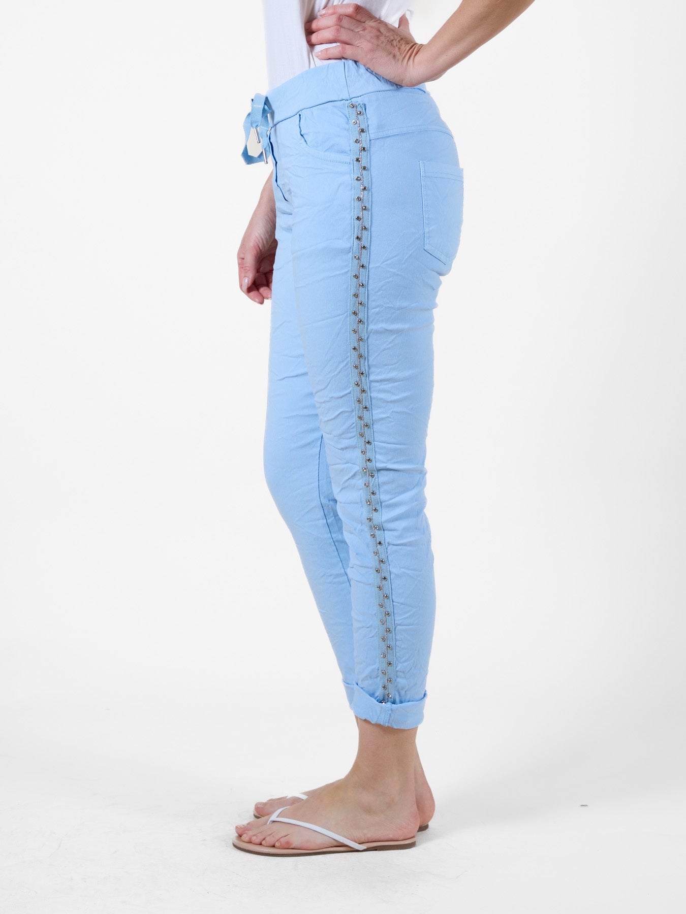 Airy Blue Joggers with Drawstring Waist