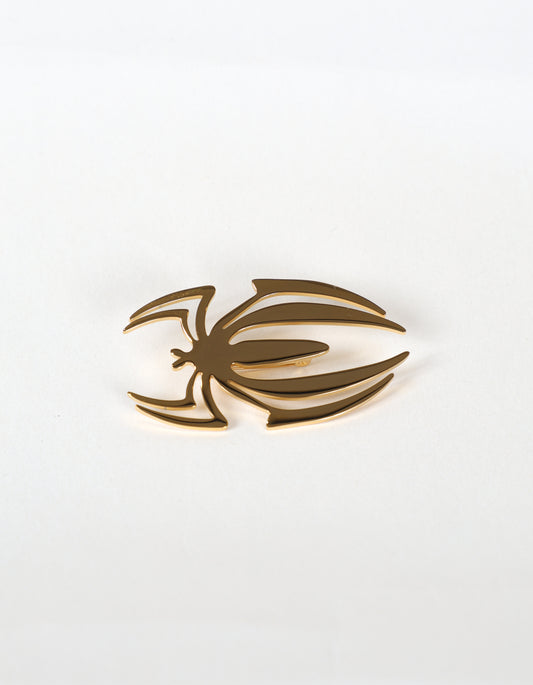 Geometric Spider Brooch in Gold