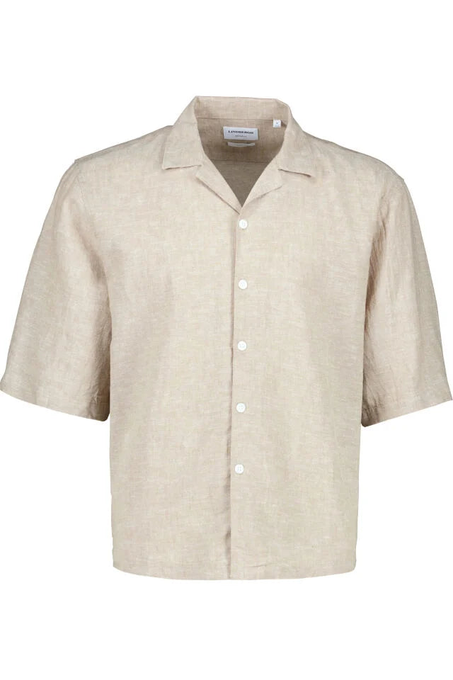 Men's Sand Cropped Length Button Linen Shirt