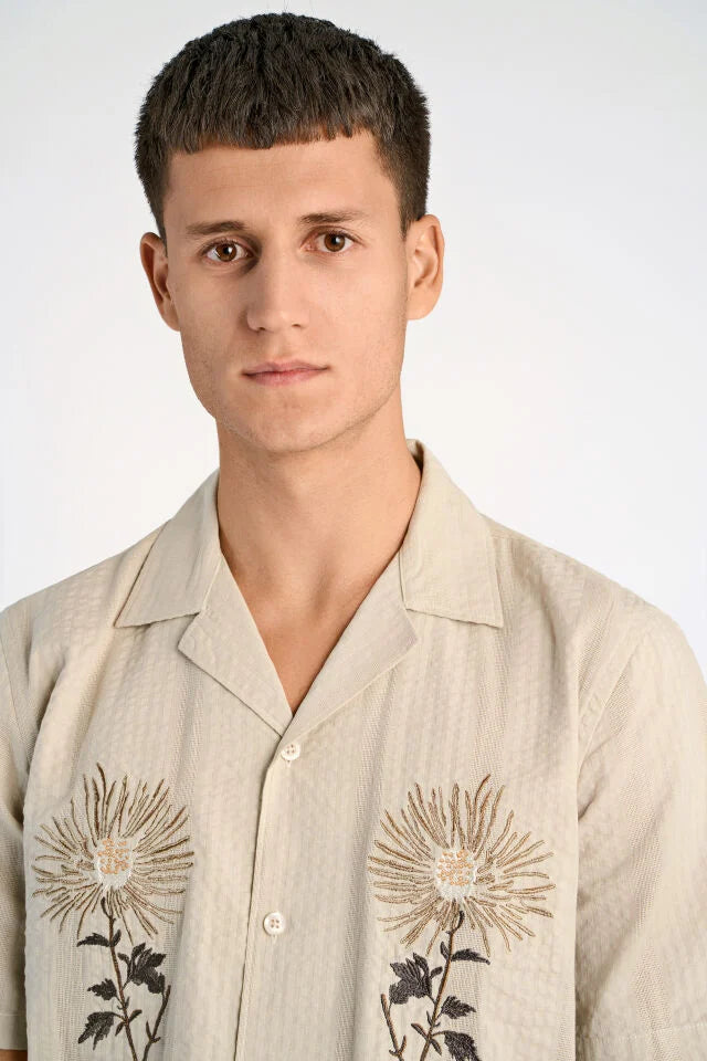 Men's Stone Embroiderred Button-Up Shirt