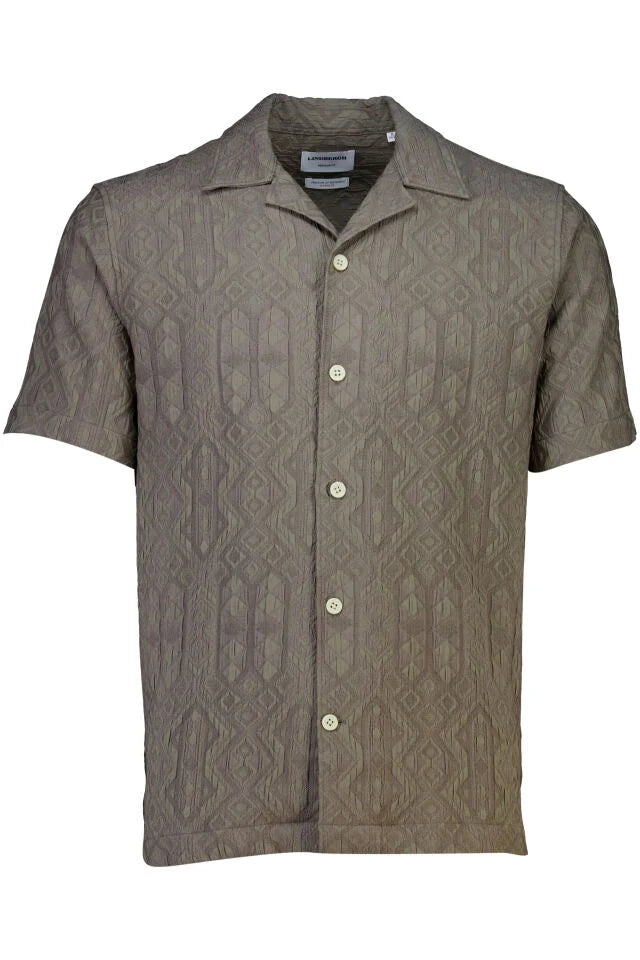 Men's Khaki Texture Print Button Front Shirt