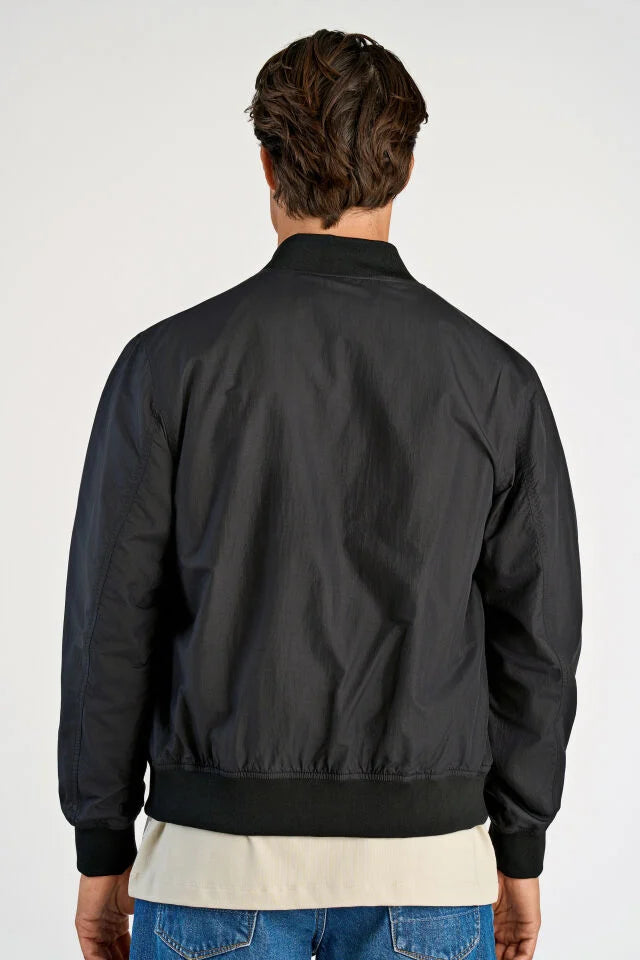 Men's Black Water-Repellent Bomber Jacket