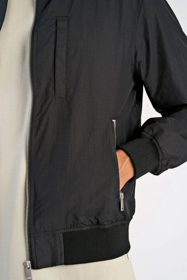 Men's Black Water-Repellent Bomber Jacket
