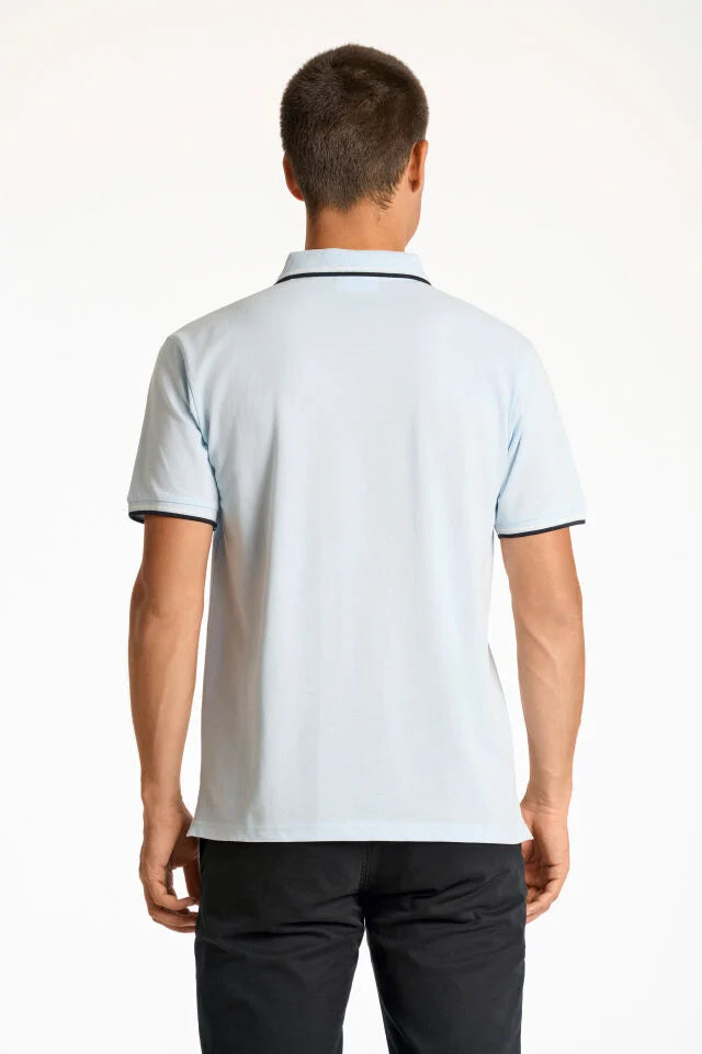 Men's Sky Blue Classic Stripe Polo Shirt