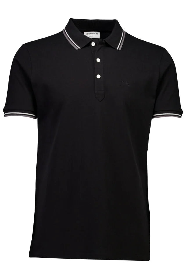 Men's Black Classic Stripe Polo Shirt
