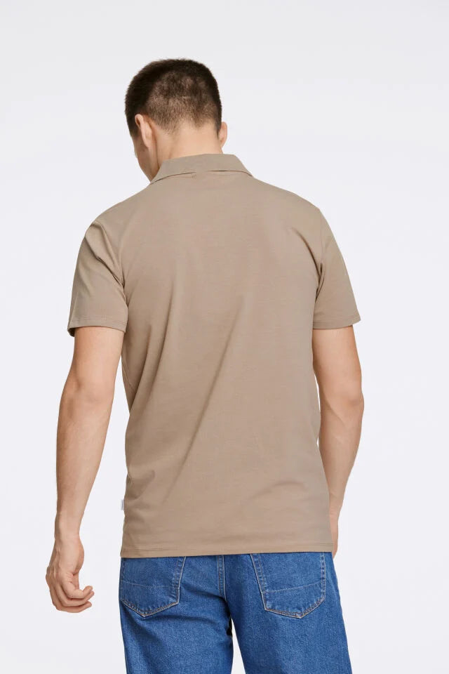 Men's Stone Simple Open Neck Polo Shirt