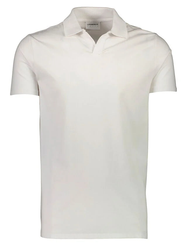 Men's White Simple Open Neck Polo Shirt