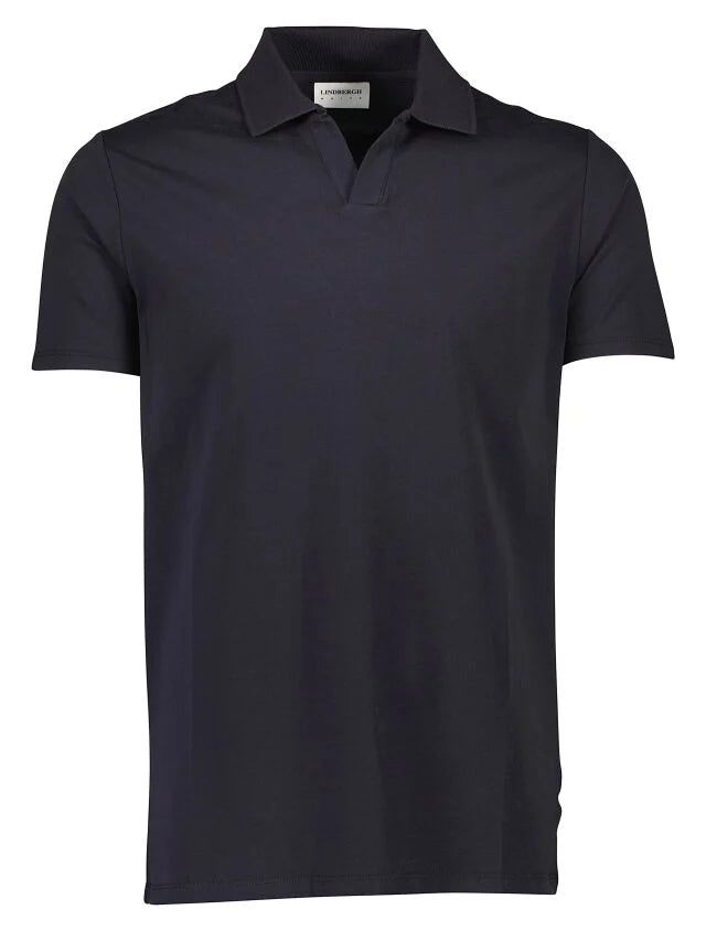 Men's Black Simple Open Neck Polo Shirt
