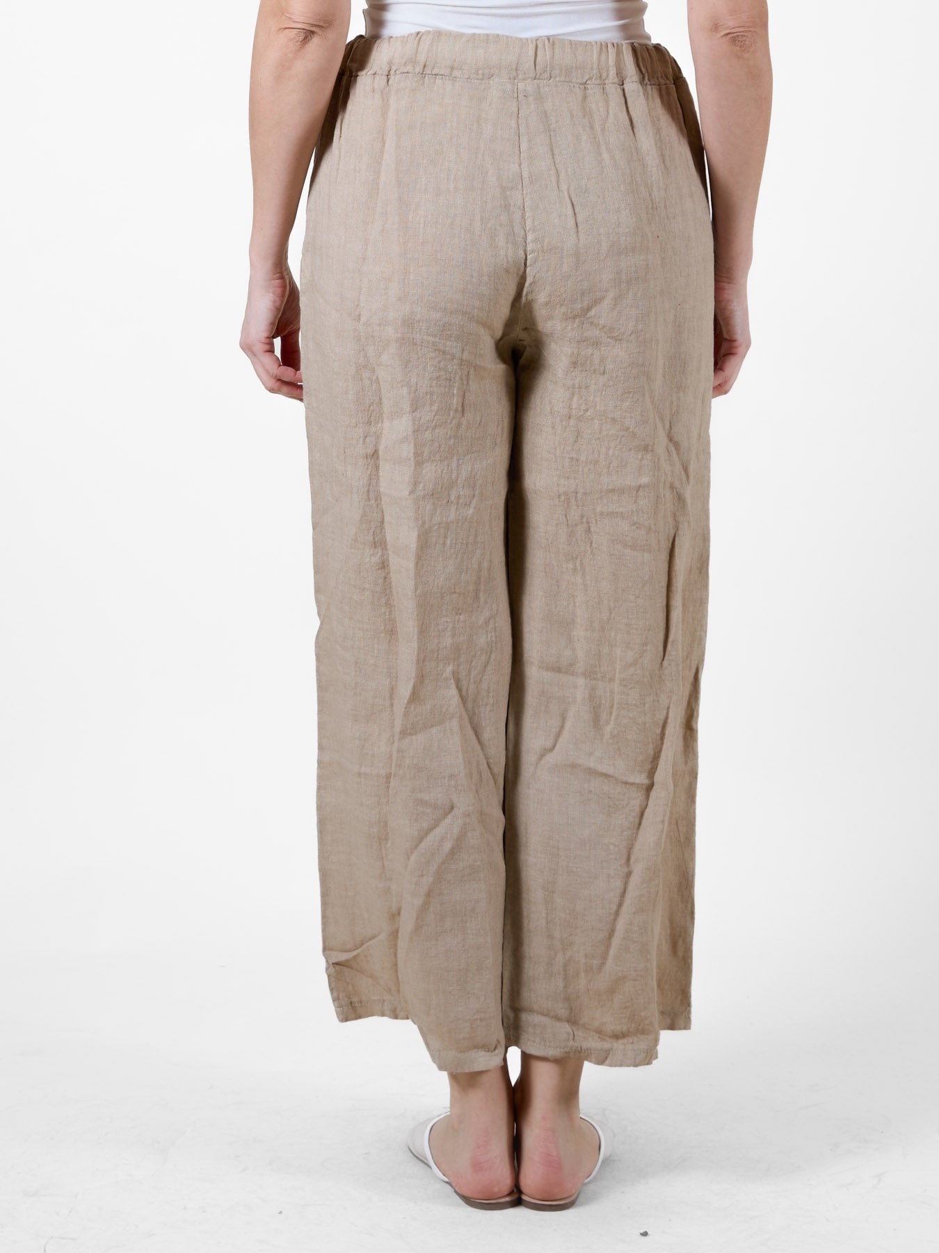 Sand 100% Linen Beach Pants with Drawstring Waist