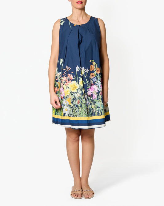 Midnight Floral Bottom Sleeveless Midi Dress
