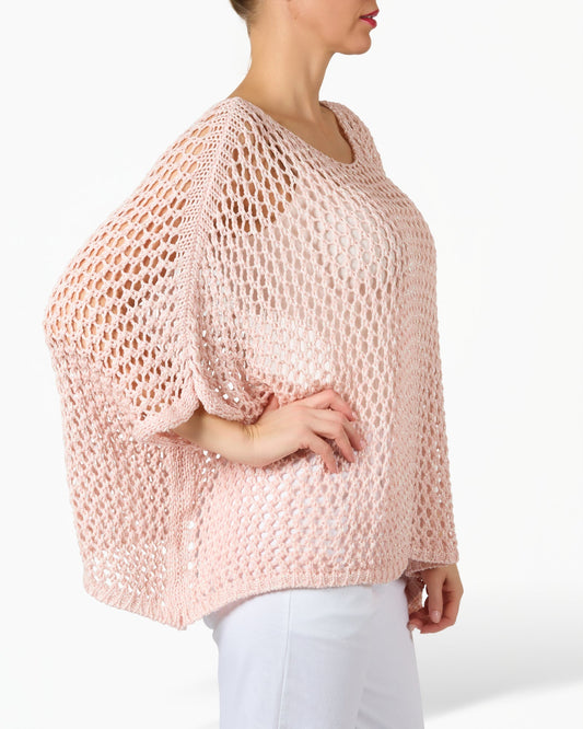 Rose Loose Knit Poncho Style Pullover