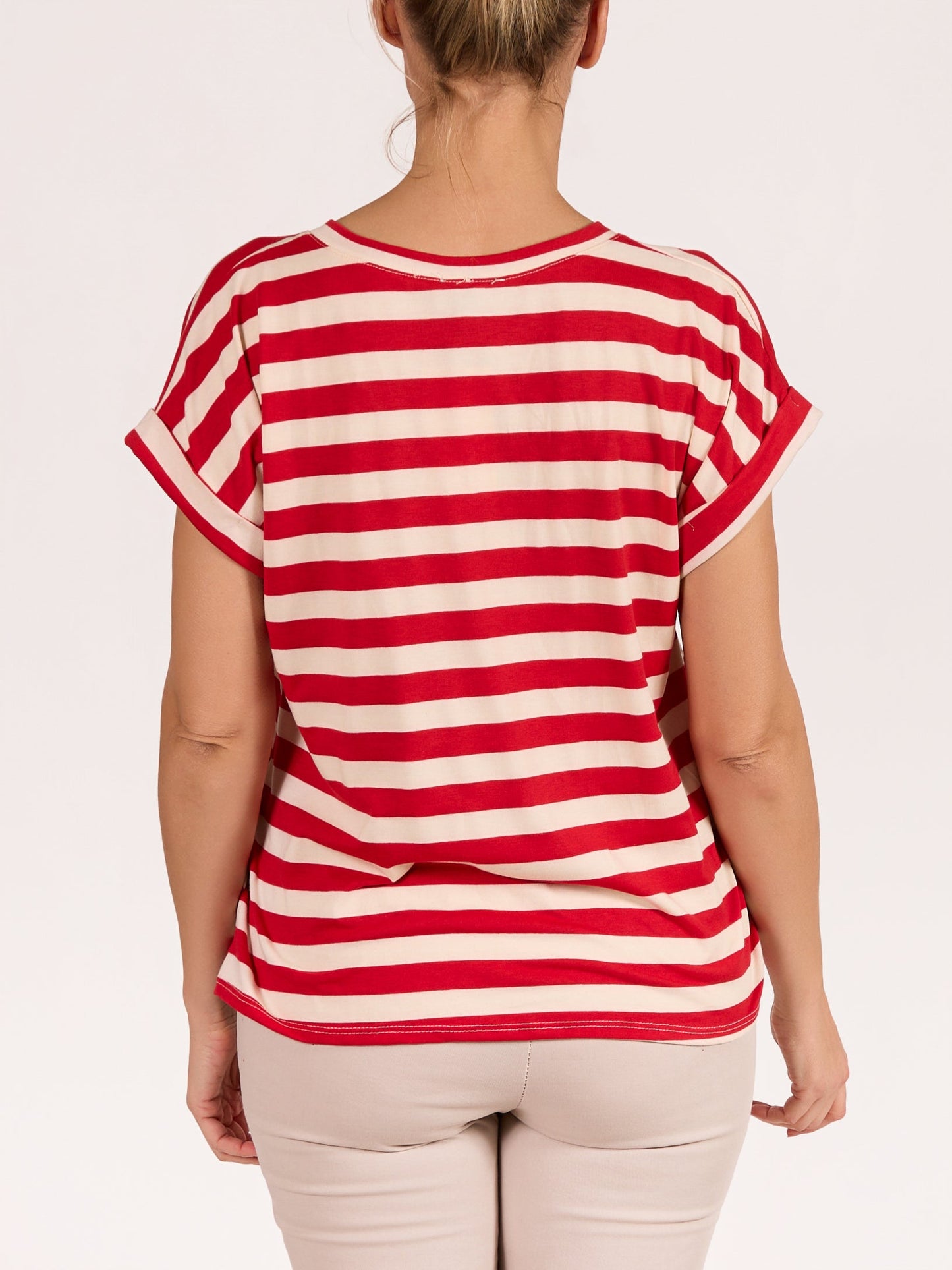 Red Casual Fit Striped T-Shirt
