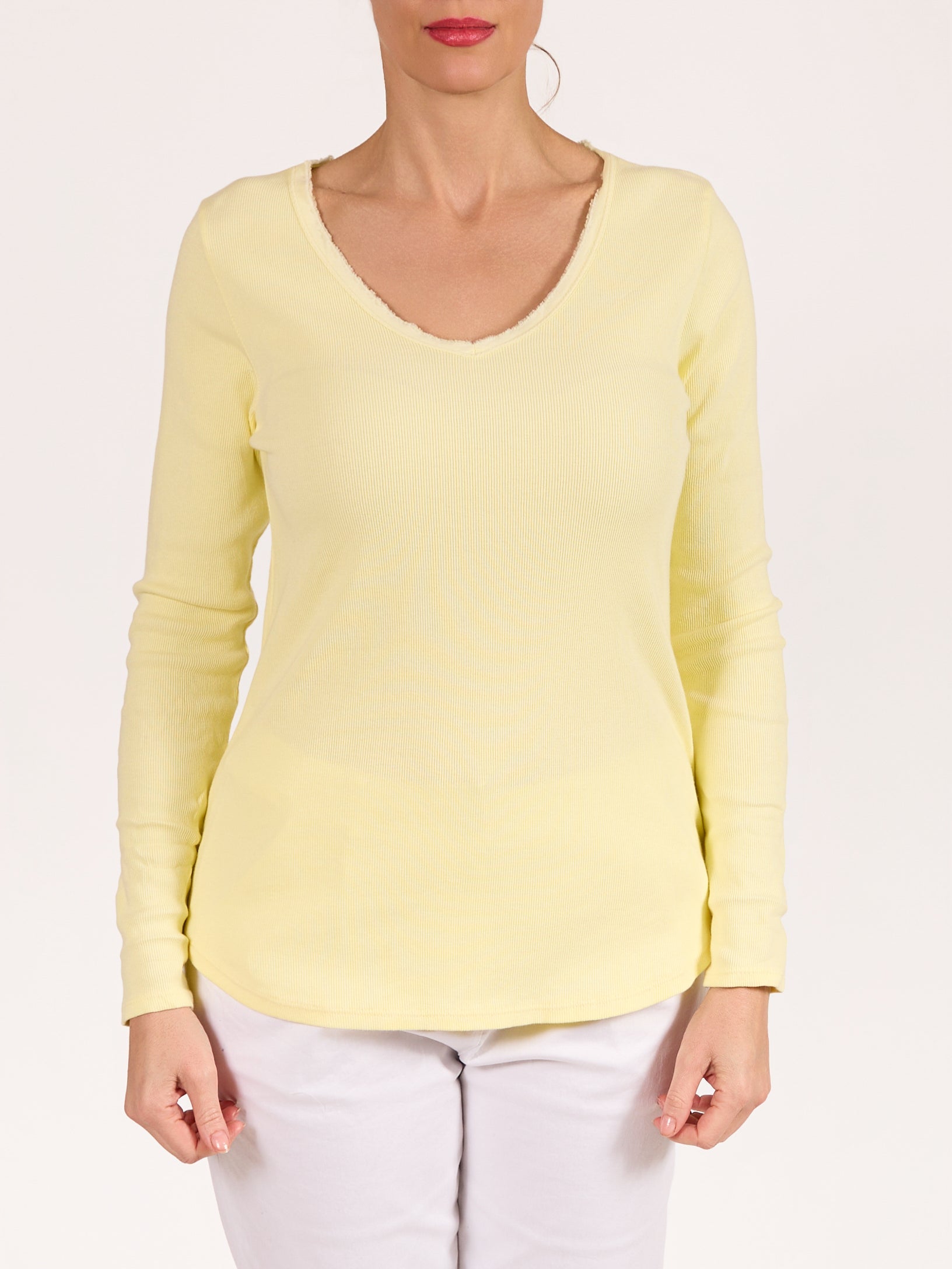 Yellow V Neck Soft Pullover