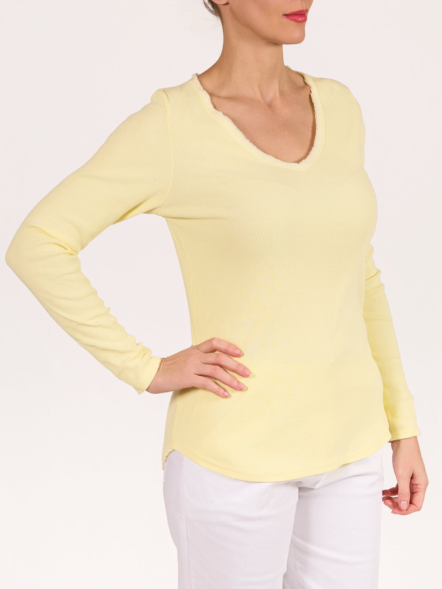 Yellow V Neck Soft Pullover