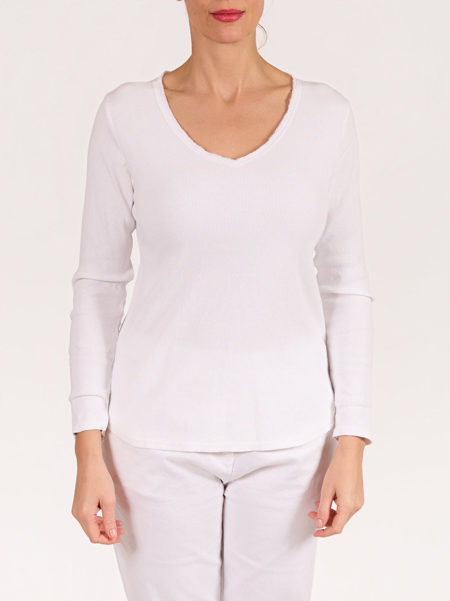 White V Neck Soft Pullover