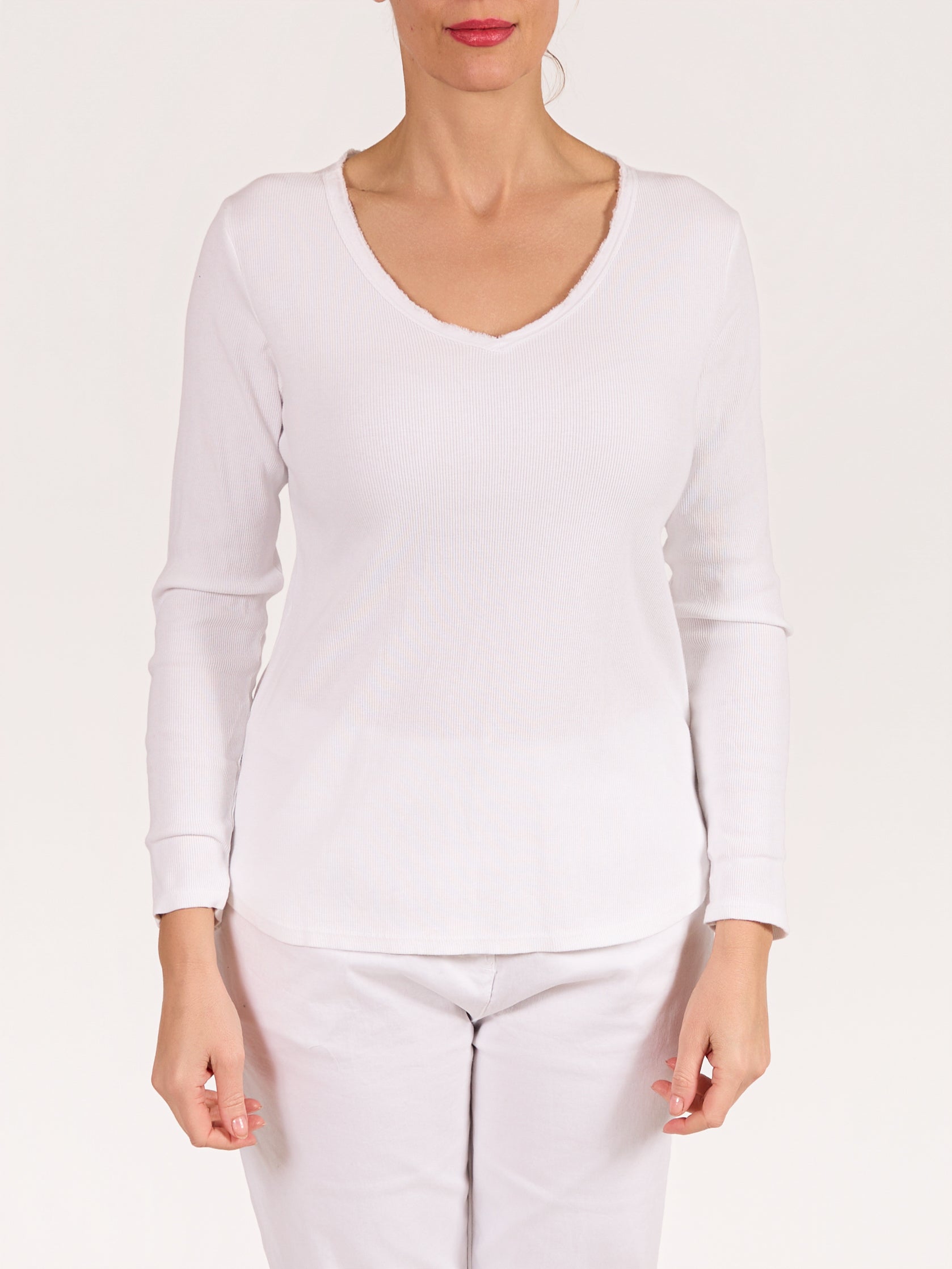 White V Neck Soft Pullover