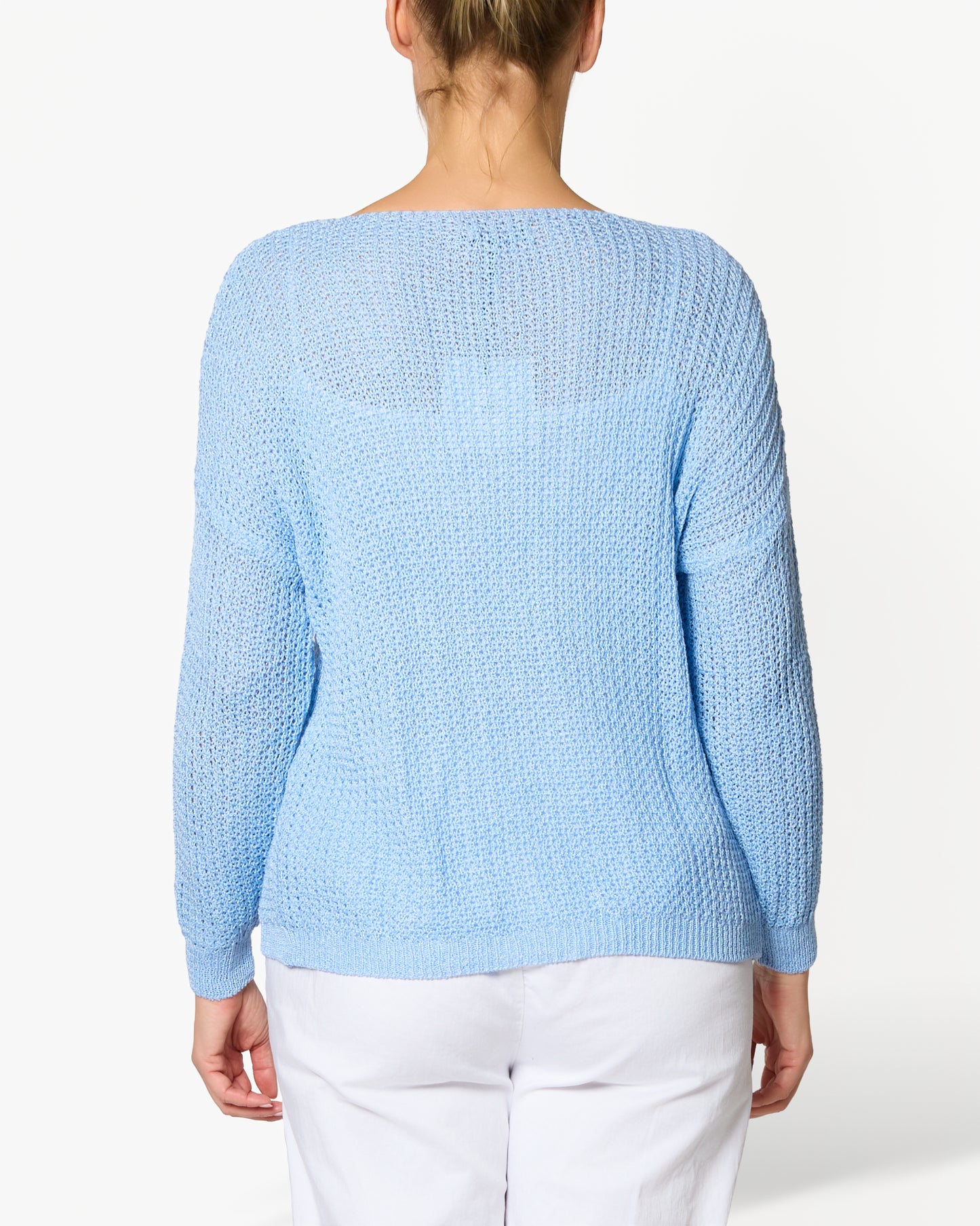 Blue Boat Neck Drop Shoulder LOVE Sweater
