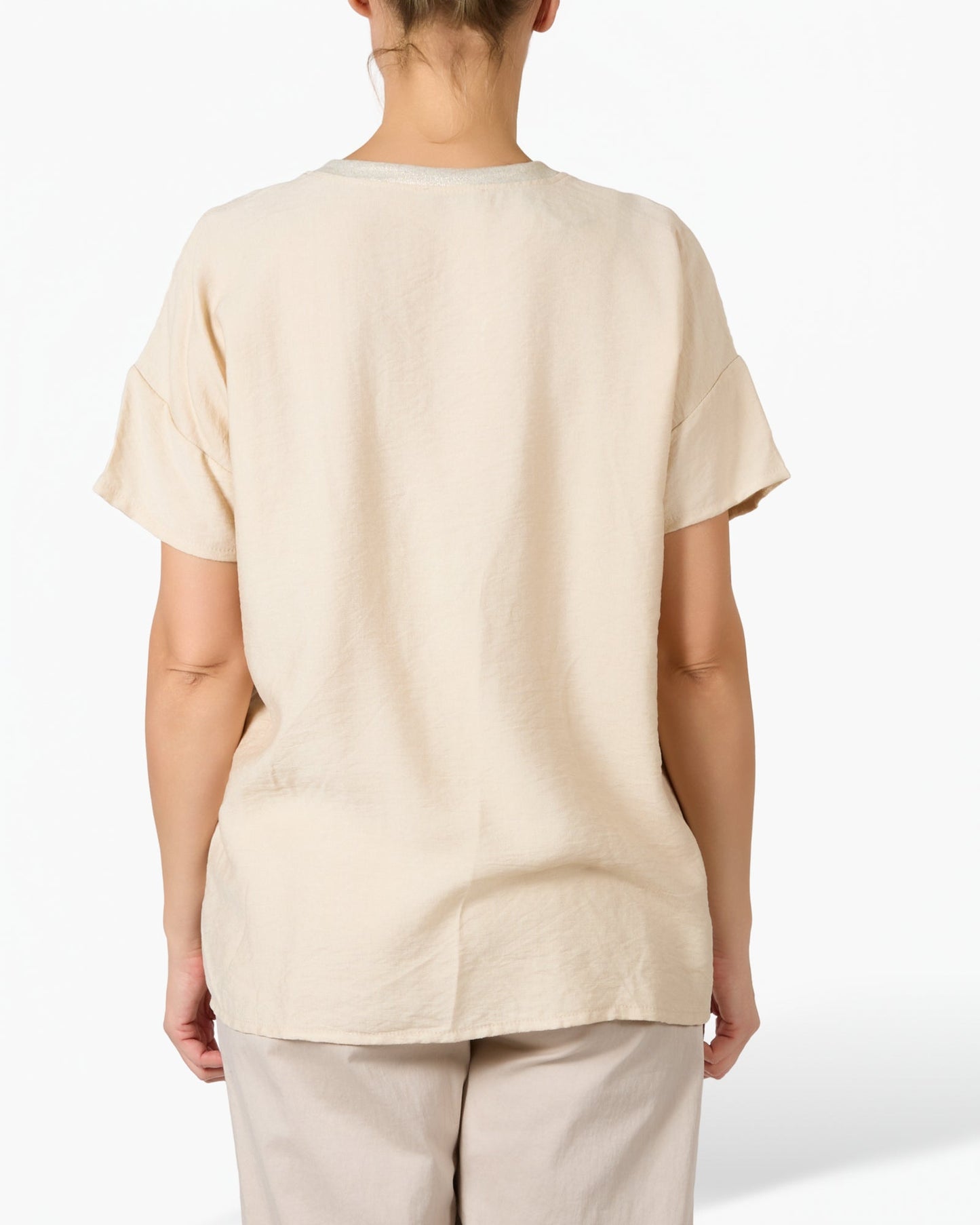 Beige Animal and Gold Perfume Printed Graphic T-Shirt