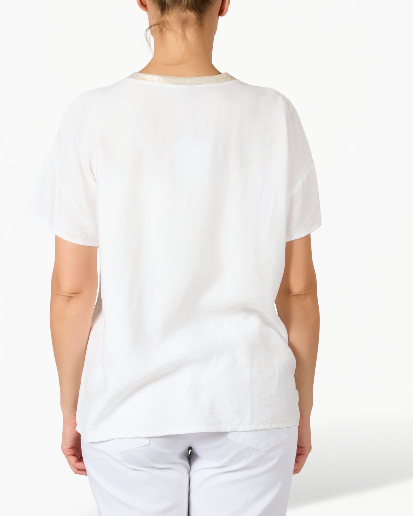 White Animal and Gold Perfume Printed Graphic T-Shirt