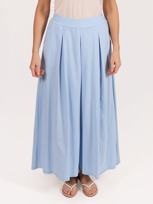 Blue Extra Wide Leg Flowing Pull On Pants