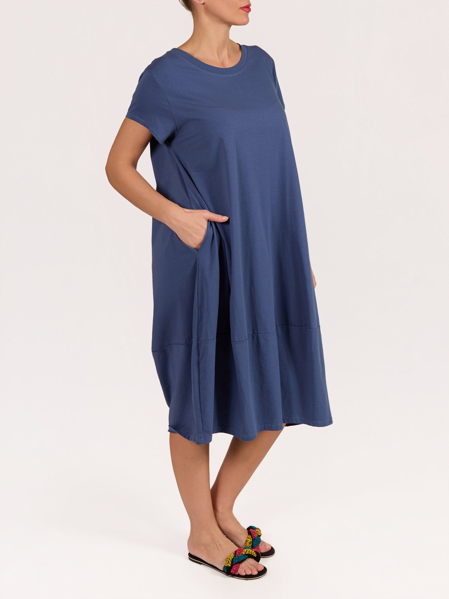 Denim Blue Barrel Fit Pocket T-Shirt Dress