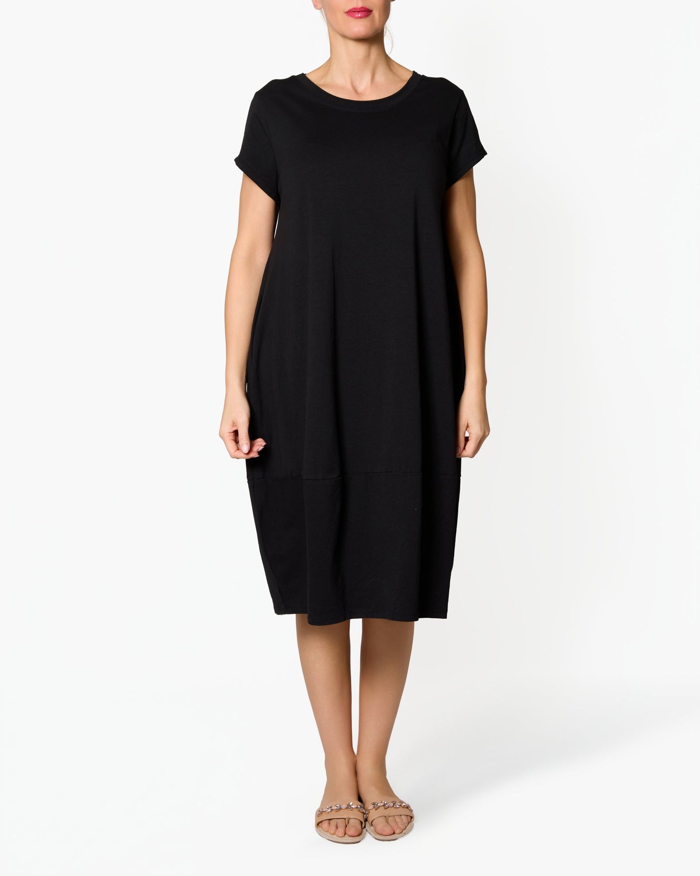 Black Blue Barrel Fit Pocket T-Shirt Dress