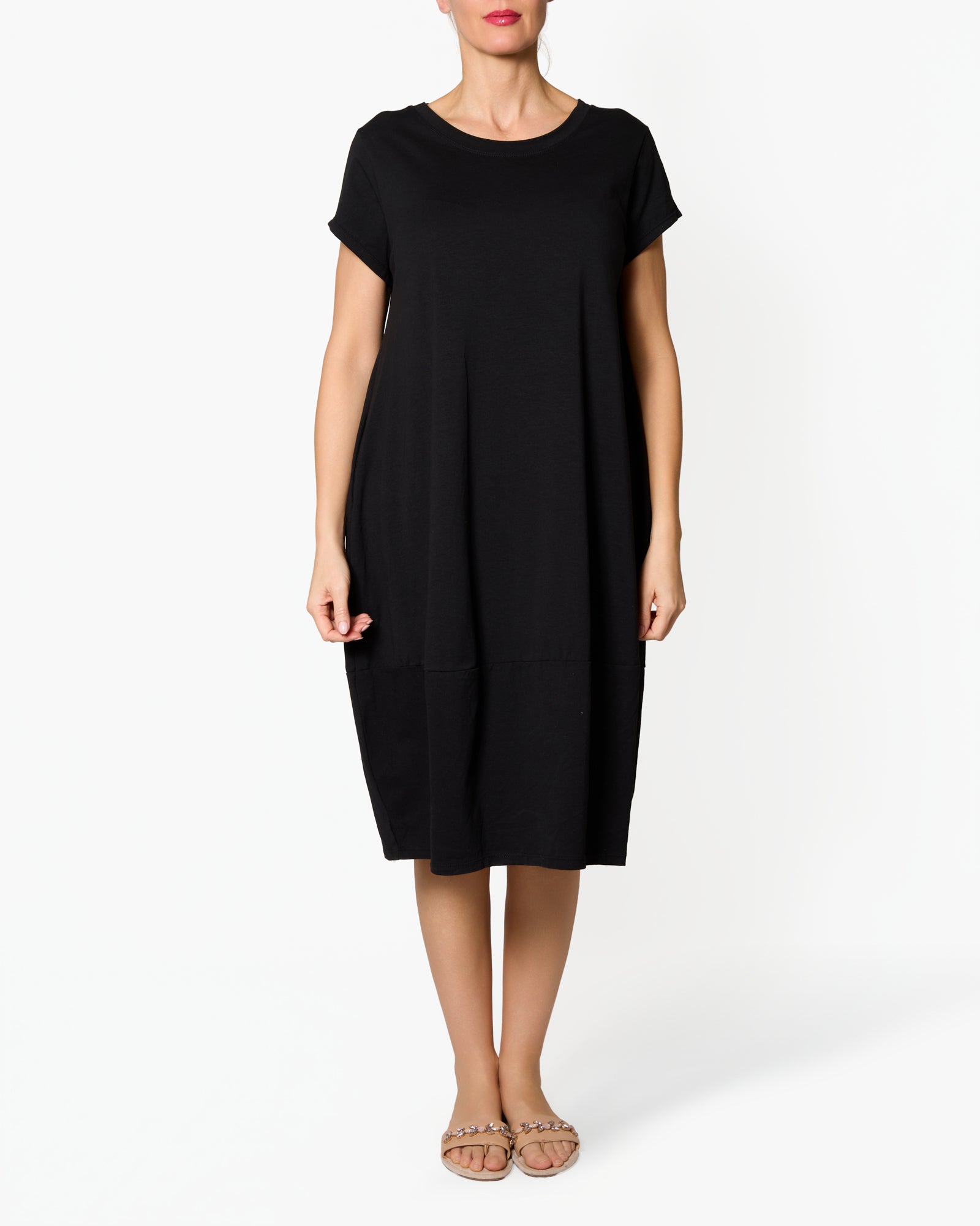 Black Blue Barrel Fit Pocket T-Shirt Dress