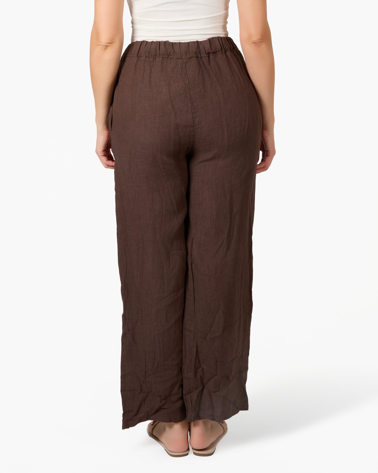 Espresso Linen Pocket Tie Waist Pants