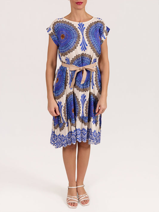 Peacock Ribbon Belted Mandella Dress