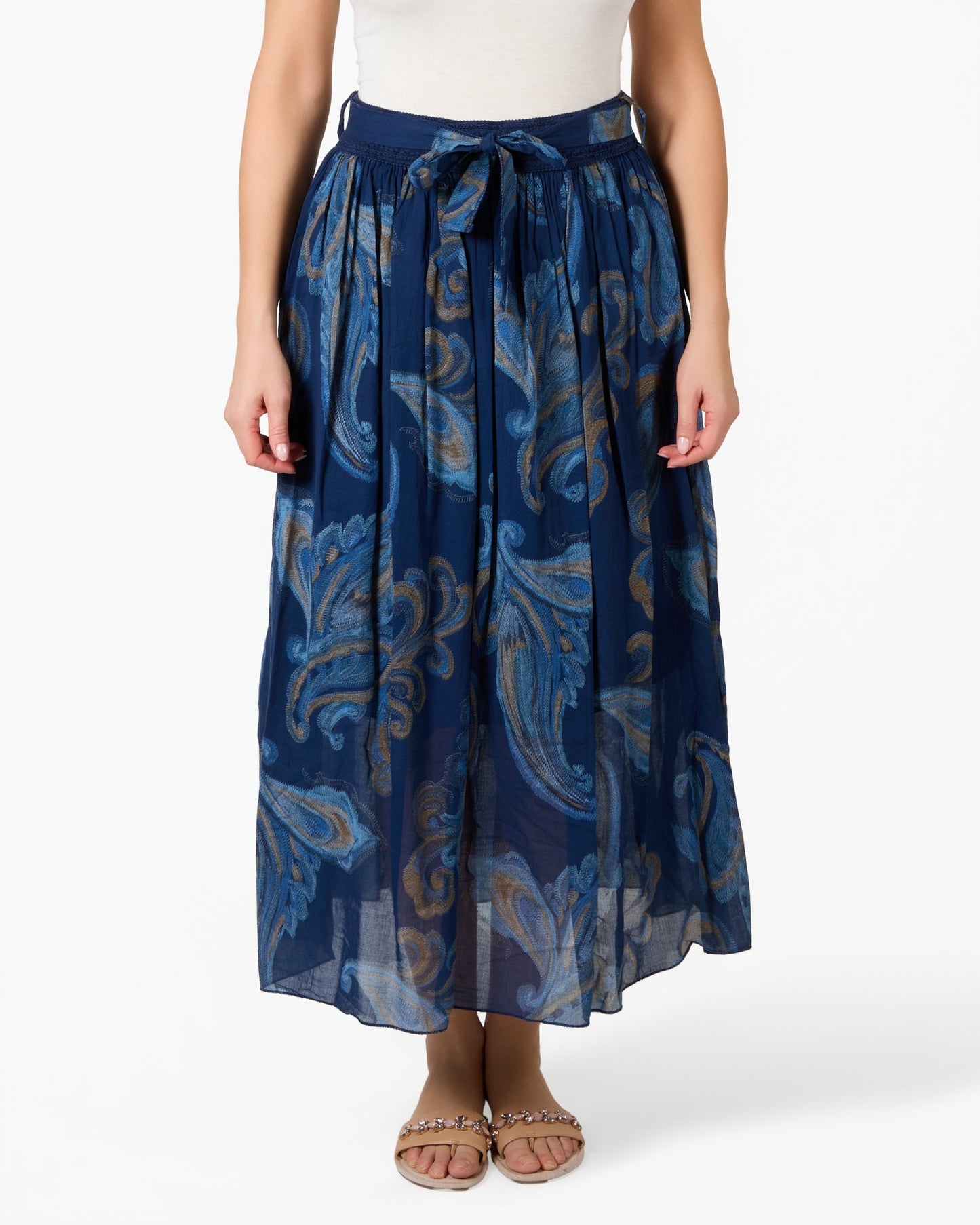Midnight Abstract Paisely Cotton Skirt