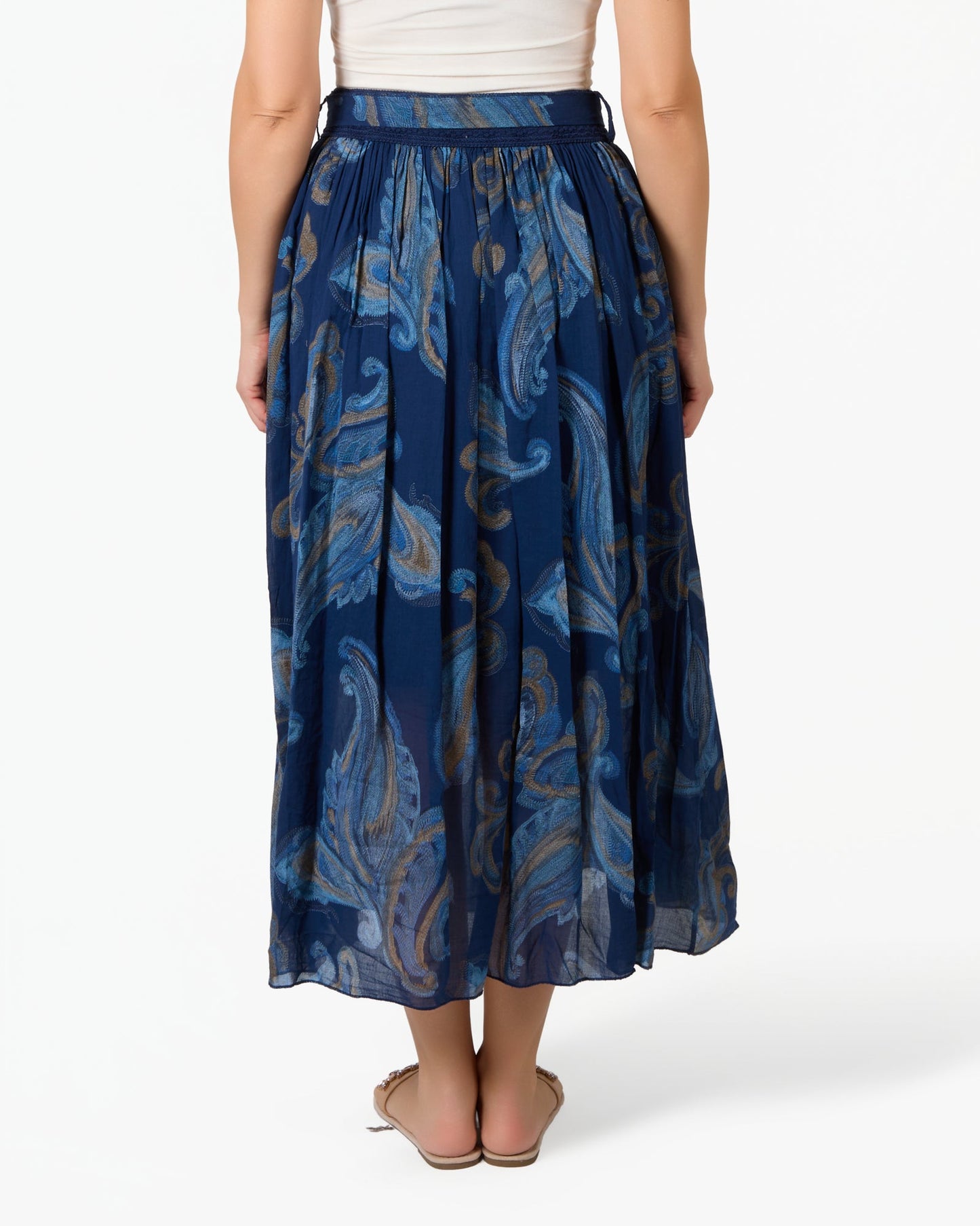 Midnight Abstract Paisely Cotton Skirt