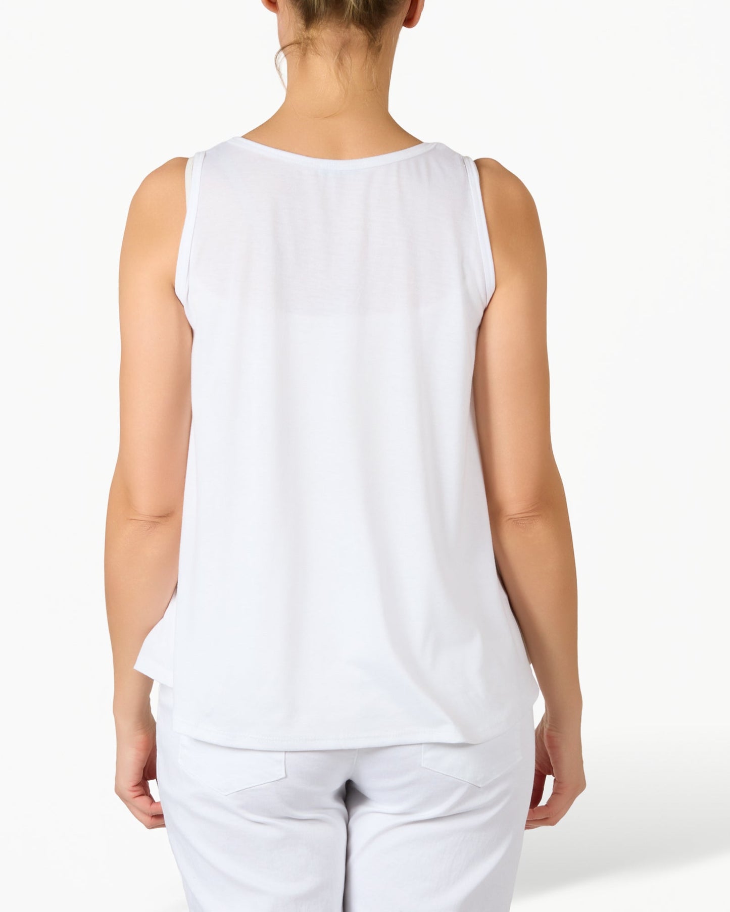White Bold Tropical Summer Sleeveless Tank Top