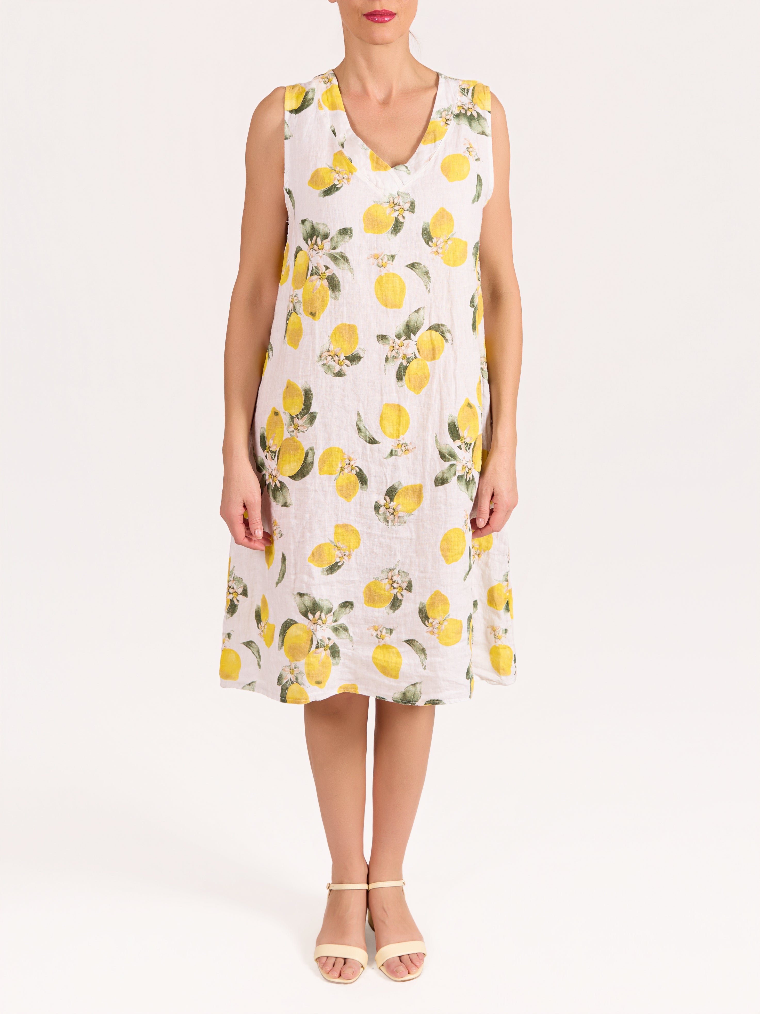 White Lemon V-Neck Midi Dress