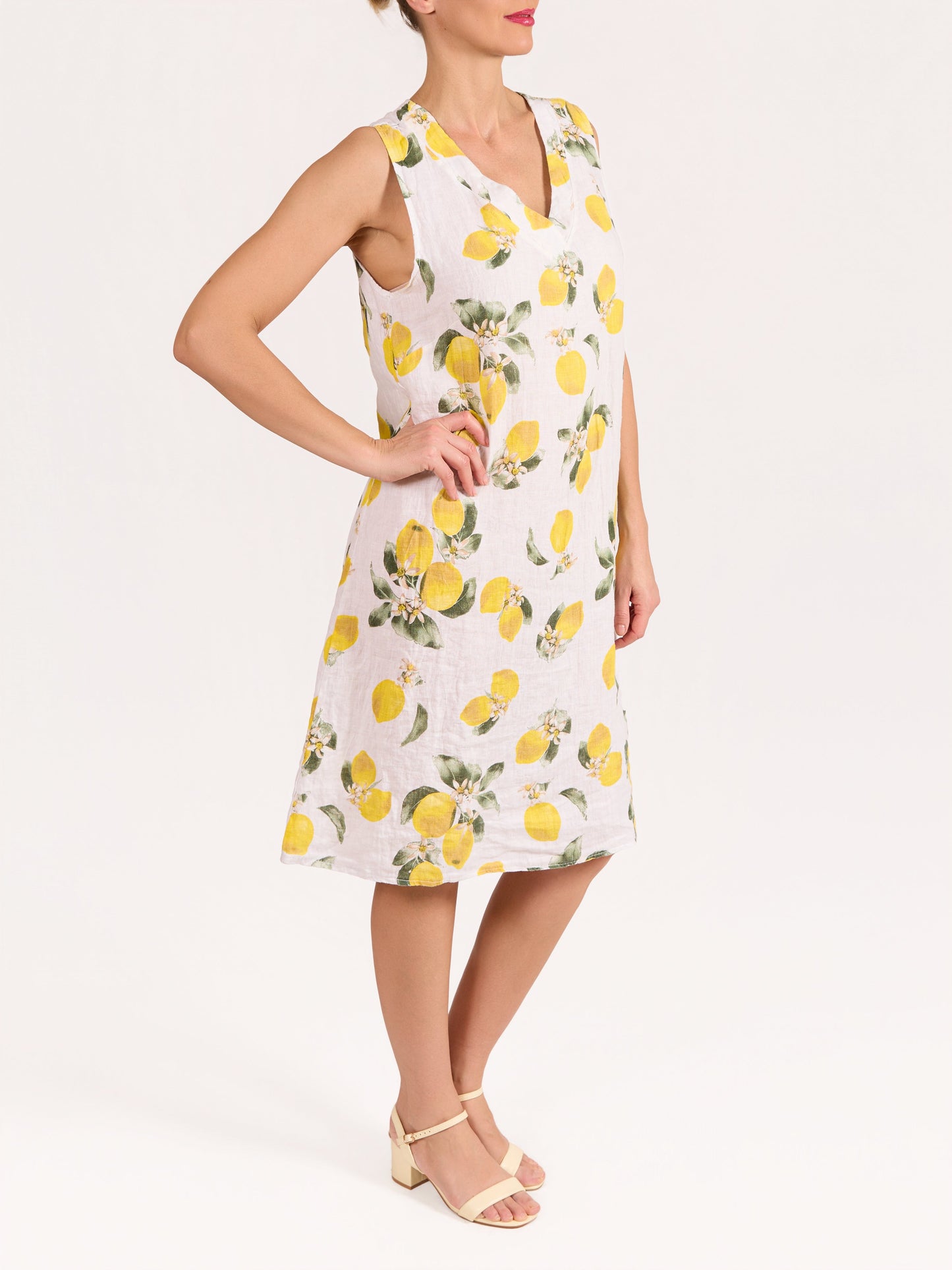 White Lemon V-Neck Midi Dress