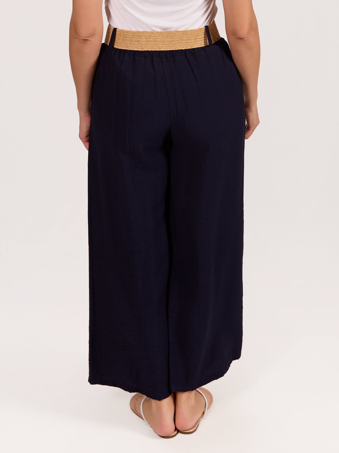 Midnight Loose Fit Wide Leg Belted Pants