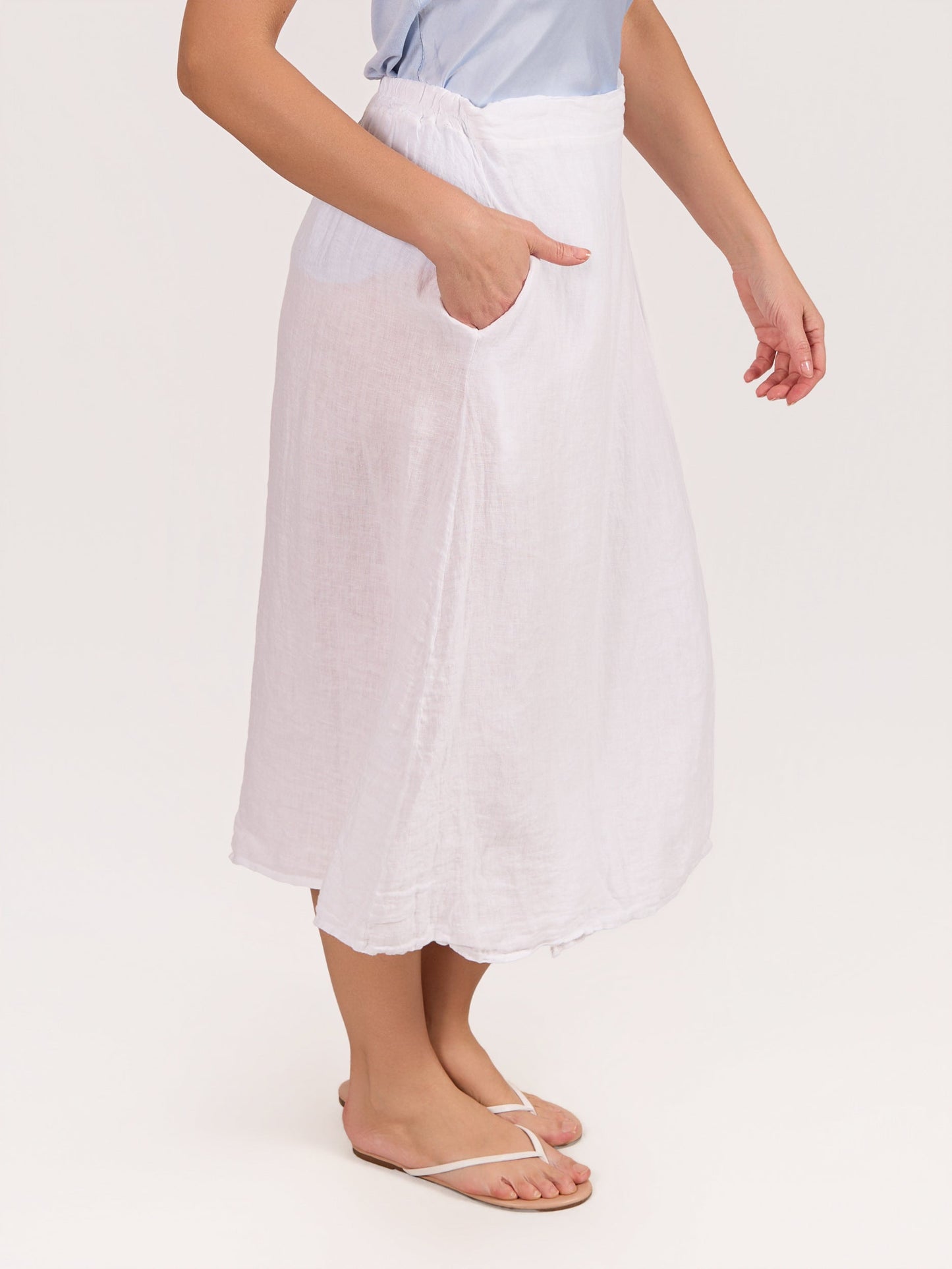 White Linen Wrap Tie Skirt
