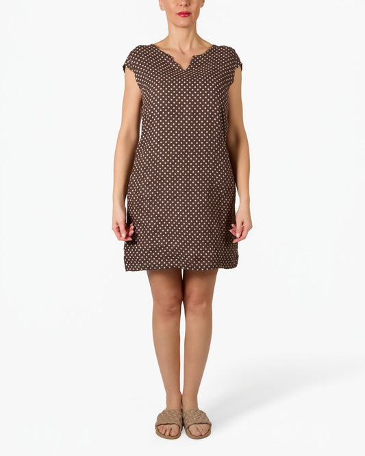 Espresso Mini Polka Dot Cap Sleeve Dress