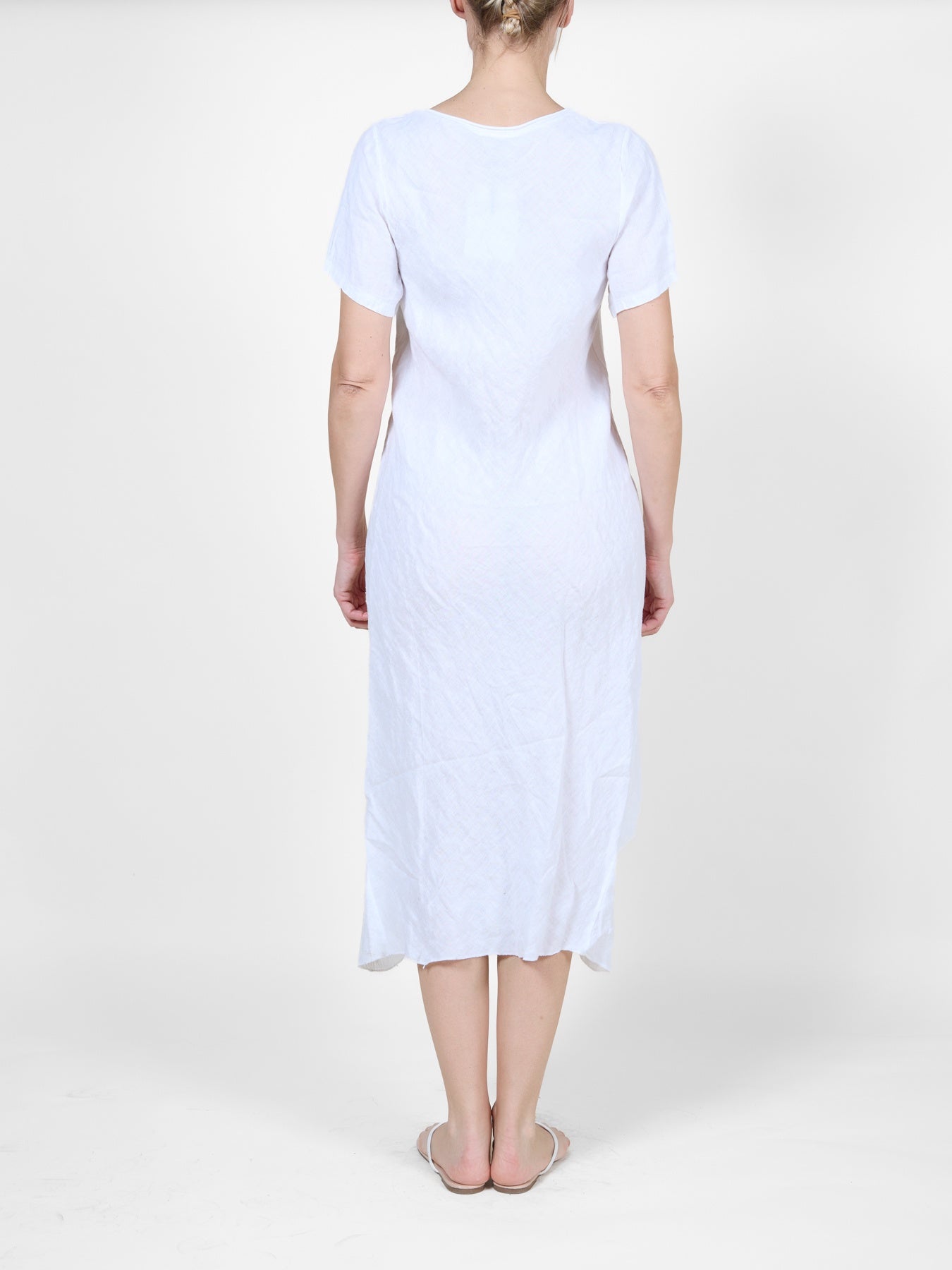 White T-Shirt Dress with Flowy Asymmetrical Hem