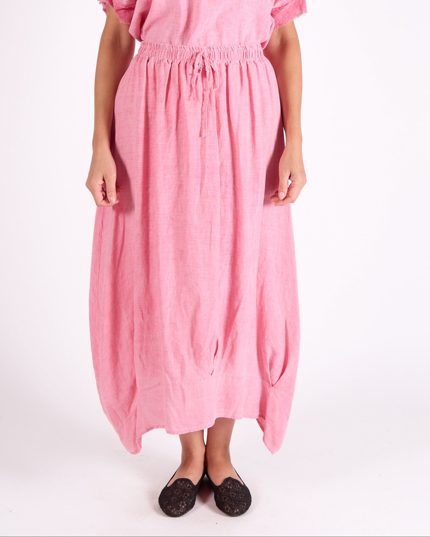 Watermelon Pull on Drawstring Band Hem 2 pocket insirt Skirt