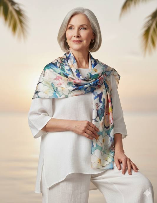 Semi-Transparent Scarf Bold Botanicals