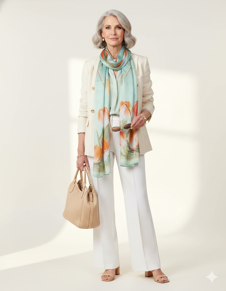 Spring Bloom Semi-Sheer Scarf