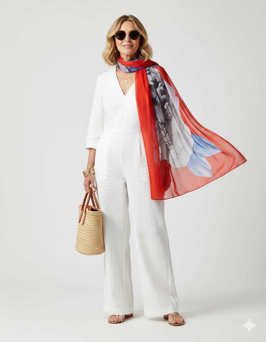 Abstract Floral Sheer Scarf