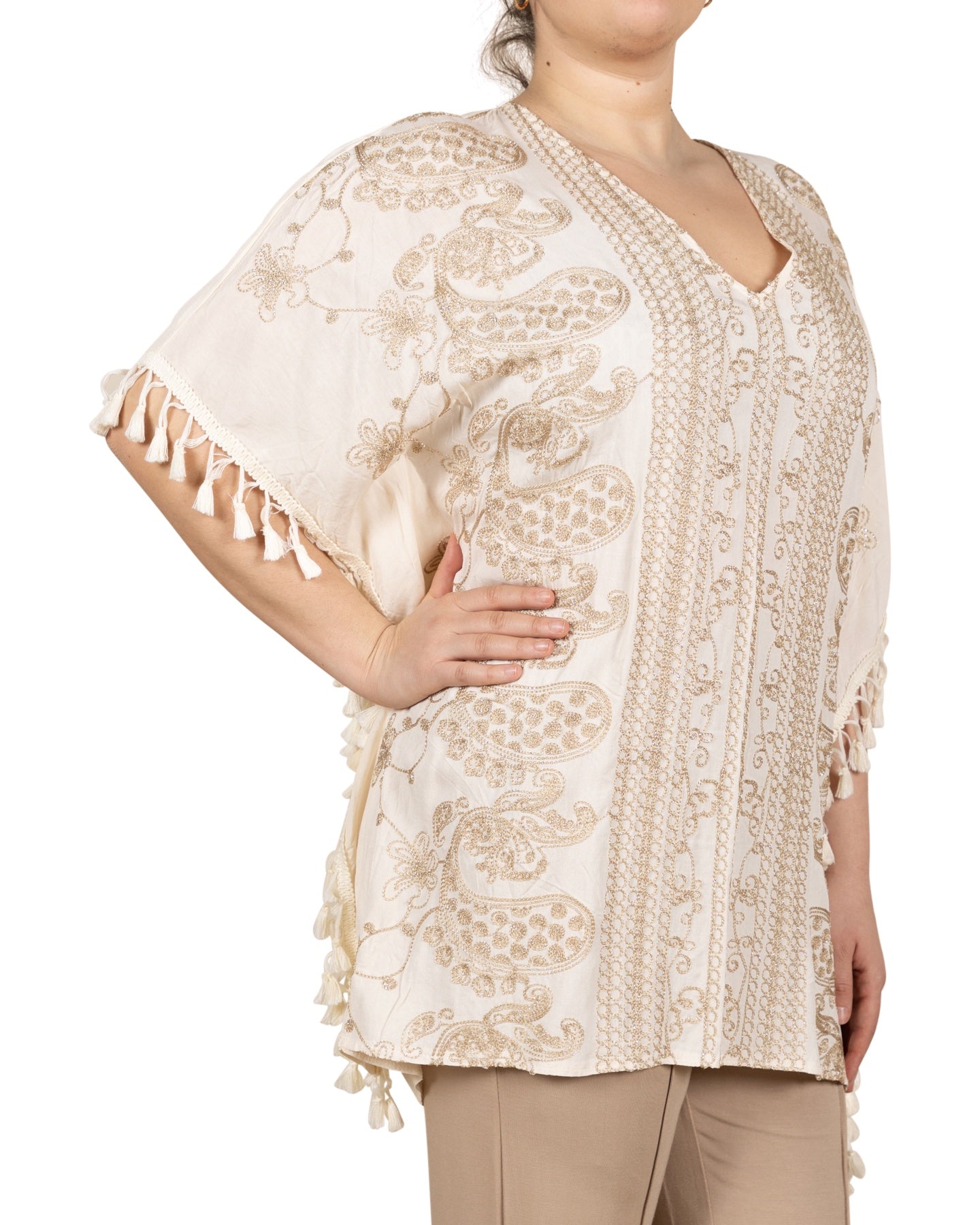 Embroidered Cream Cover Up