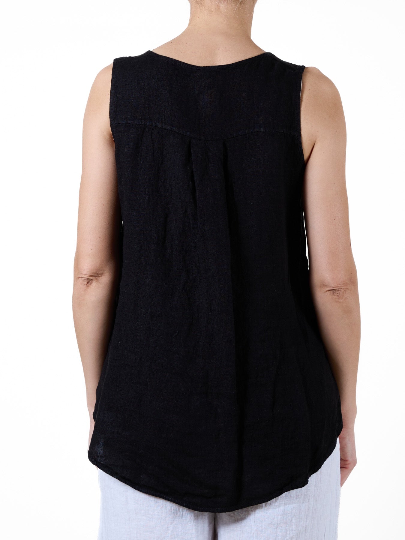 Black Button Detail Hi-Low Tank Top