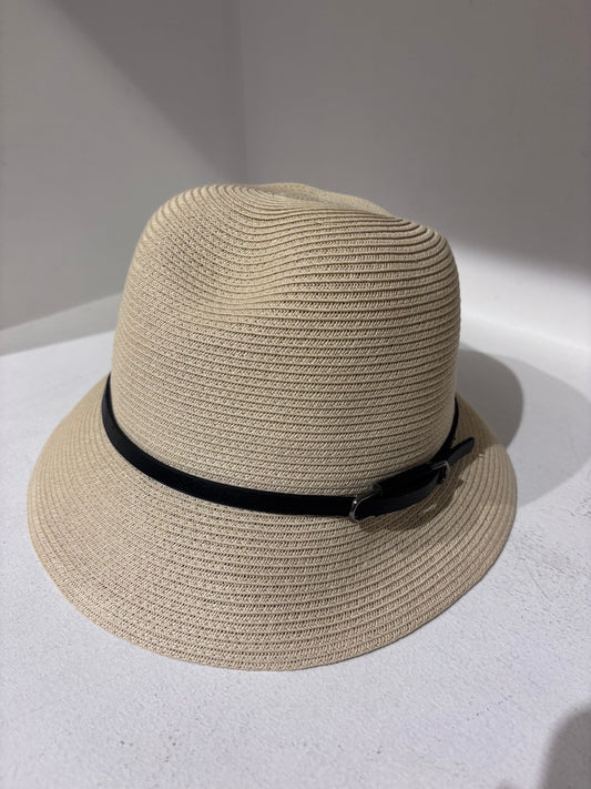 Beige Paper Bucket Hat with Band