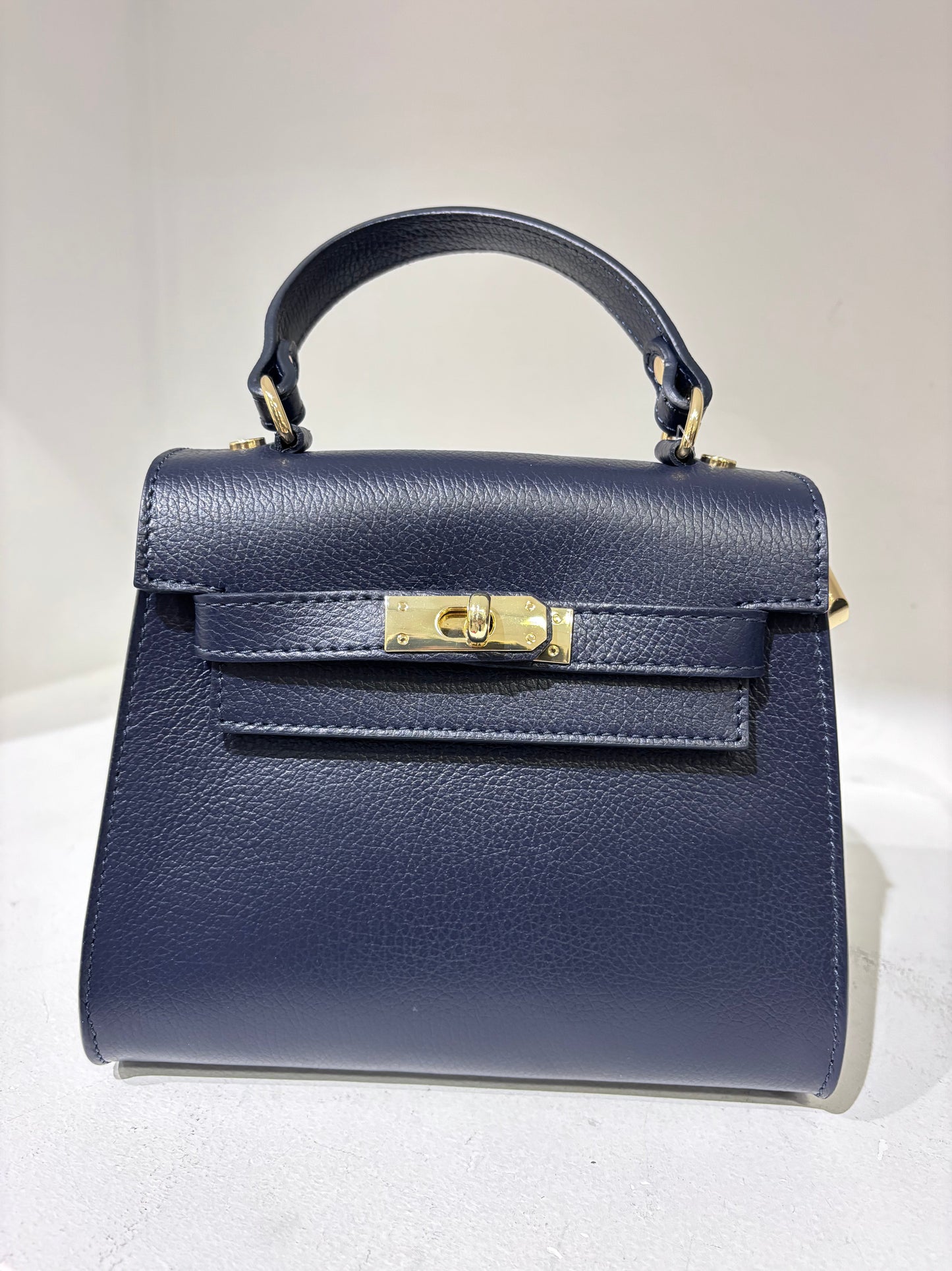 Navy Leather Mini Handbag