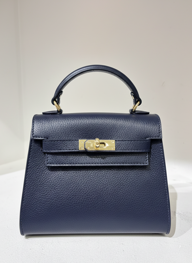 Navy Leather Mini Handbag