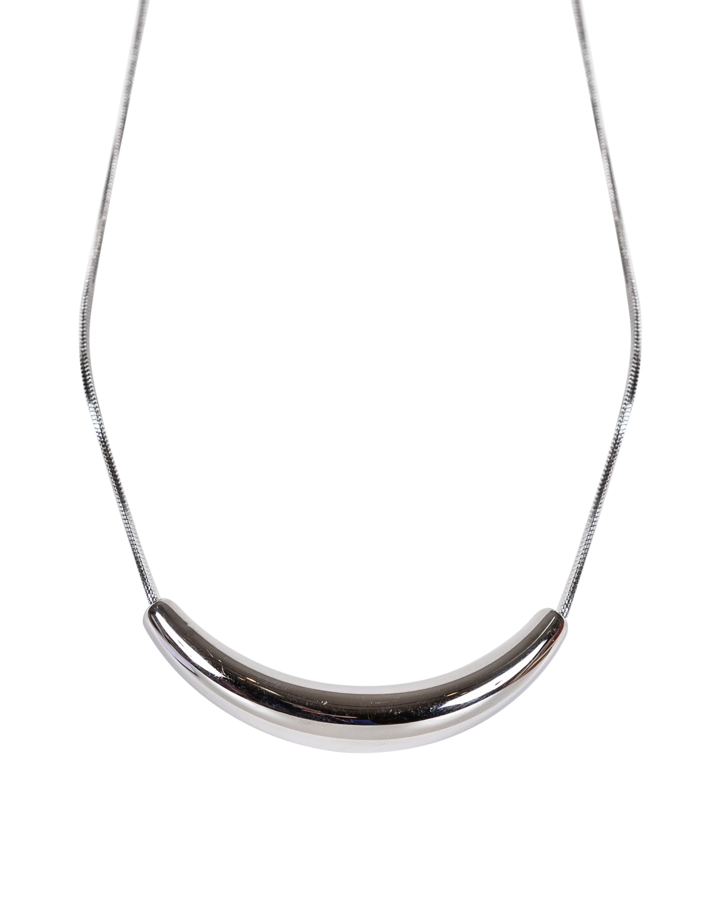 Silver Crescent Pendant Necklace